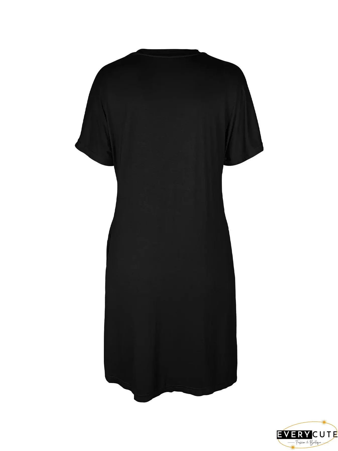 Detailed Praying Mantis And Floral Print Crewneck Tee Dress Casual Short Sleeve For Spring