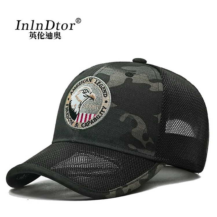 InlnDtor Outdoor Special Forces Large size hat mens summer thin style baseball cap eagle Head embroidered camouflage visor hat