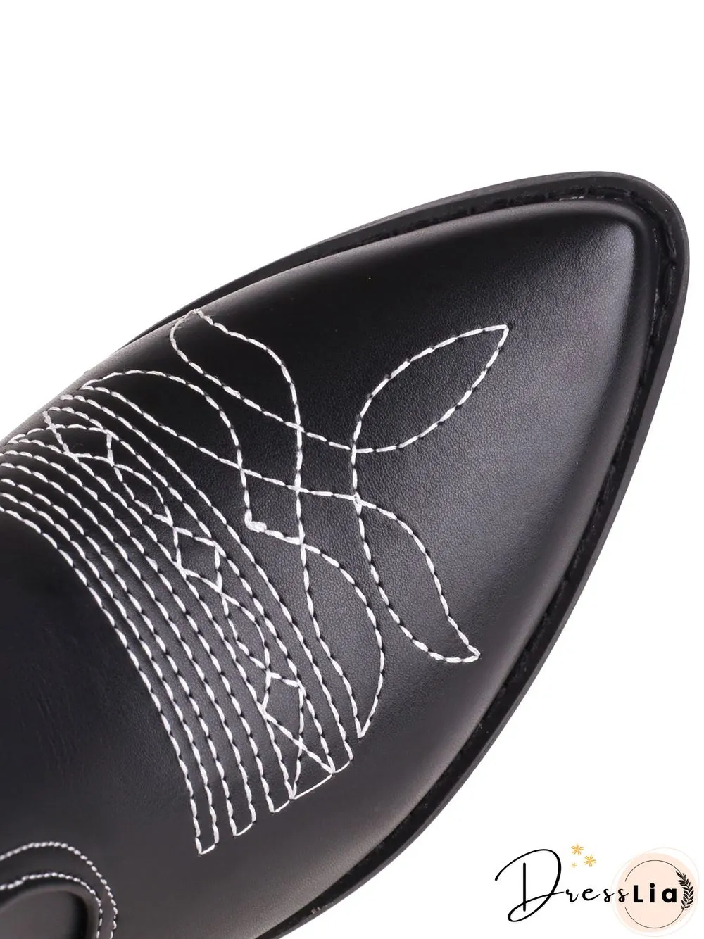 Embroidered Panel Plush Warm Pointed-Toe Cowboy Boots