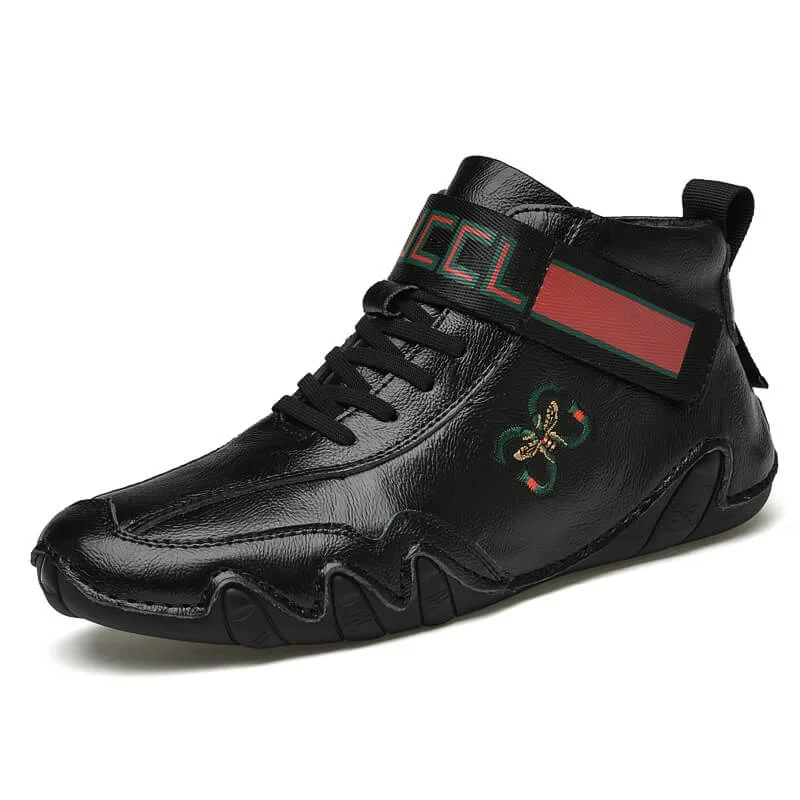 Letclo™Men's Genuine Leather High Top Casual Shoes letclo Letclo