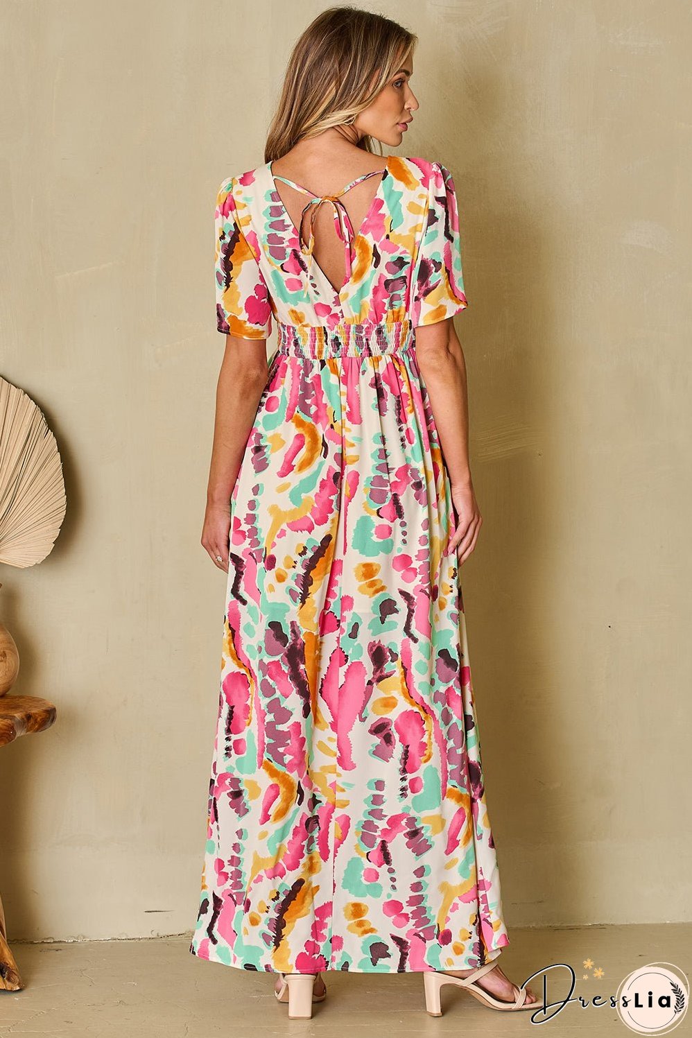 Boho Tie-dye V Neck Maxi Dress