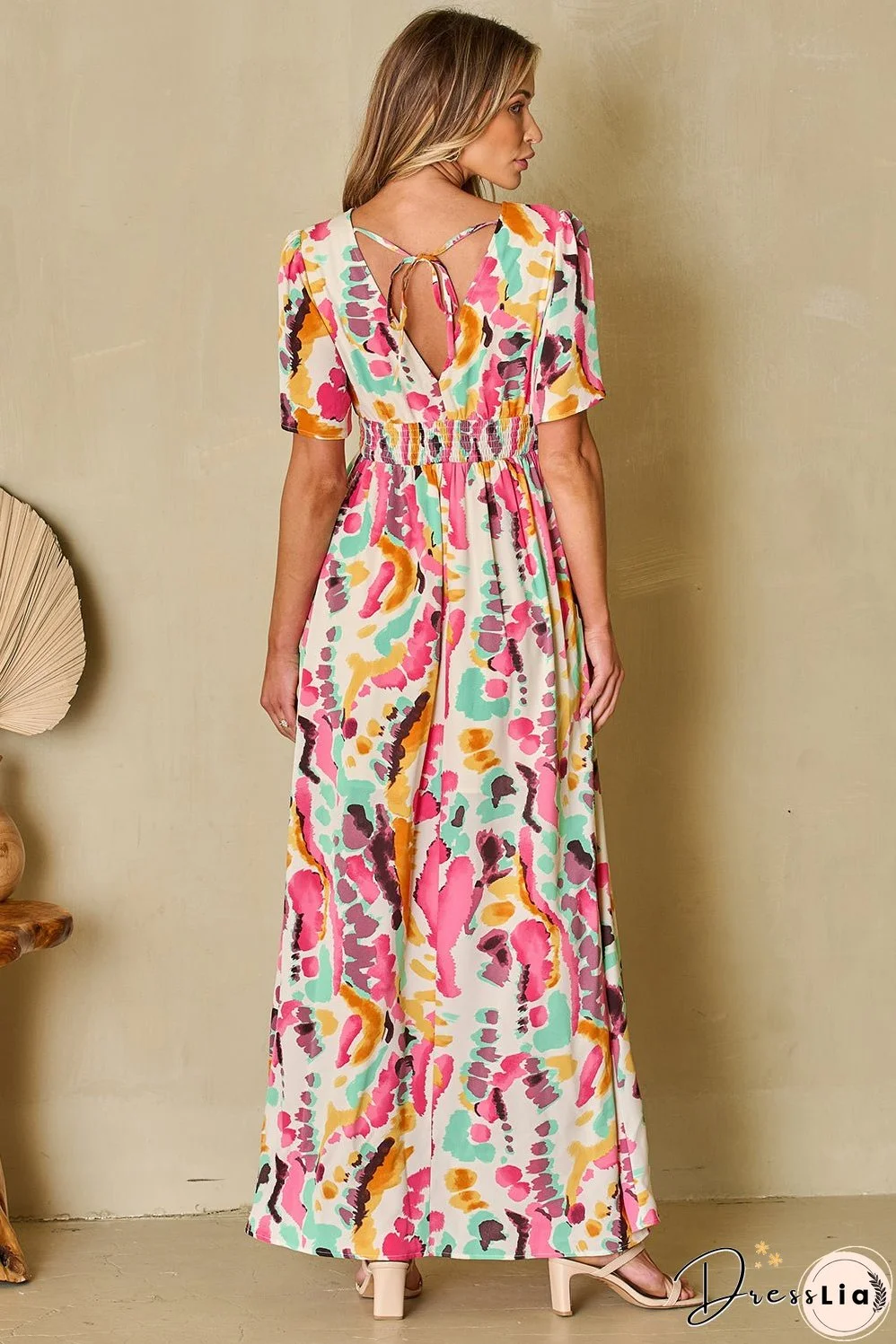 Boho Tie-dye V Neck Maxi Dress