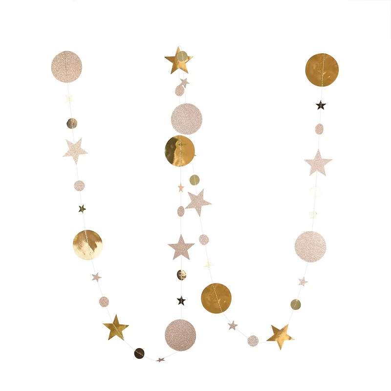 4m Gold Silver Star Circle Party Decoration Paper Garlands Wedding Screen Decor Birthday Party Supplies Girls bedroom decor