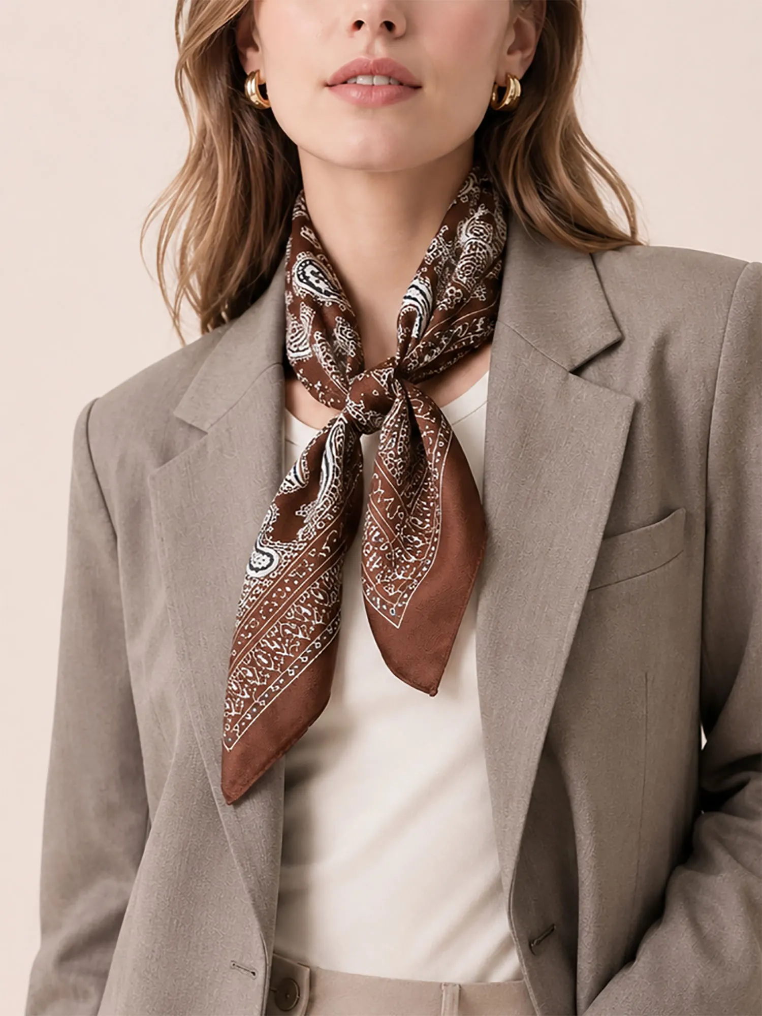 Vintage Paisley Herringbone Twill Square Scarf for Women, Elegant Neckerchief Hair Bandana Accessory