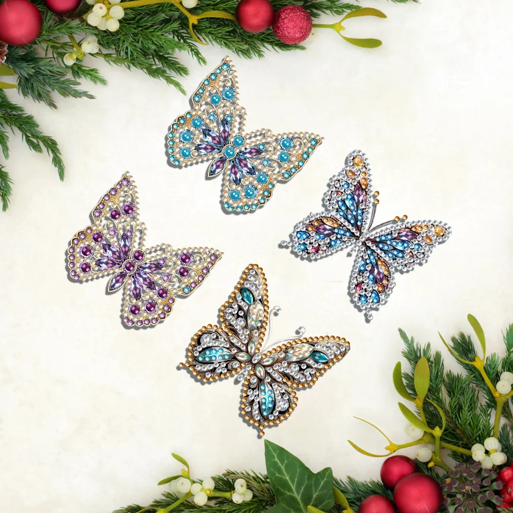 4pcs Butterfly DIY Diamond Painting Brooch Brooch Jewelry Kit DIY Diamond Pins