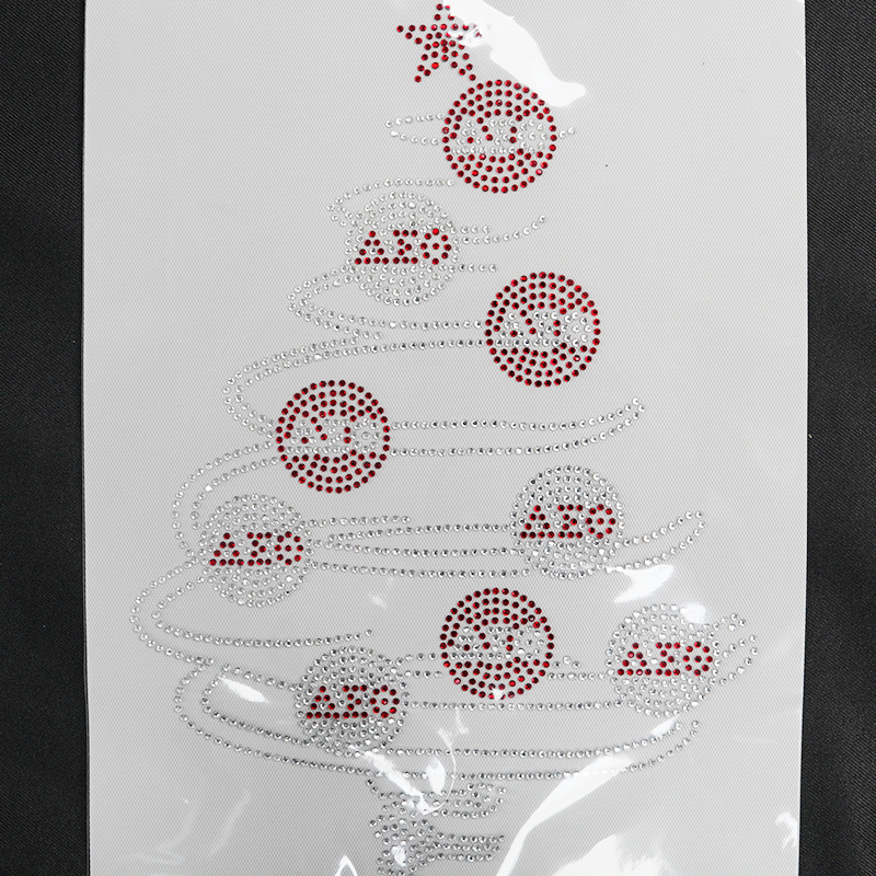 Wholesale price crystal christmas tree rhinestone iron on heat transfers