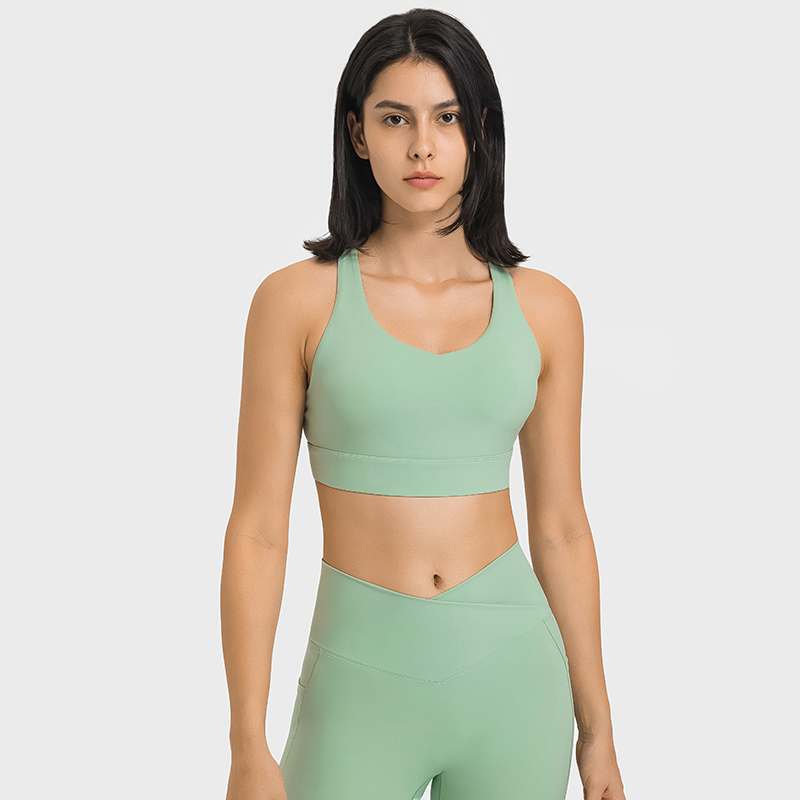 Buy Hergymclothing Light Mint women's high performance cross back comfortable multi strap sports bra online
