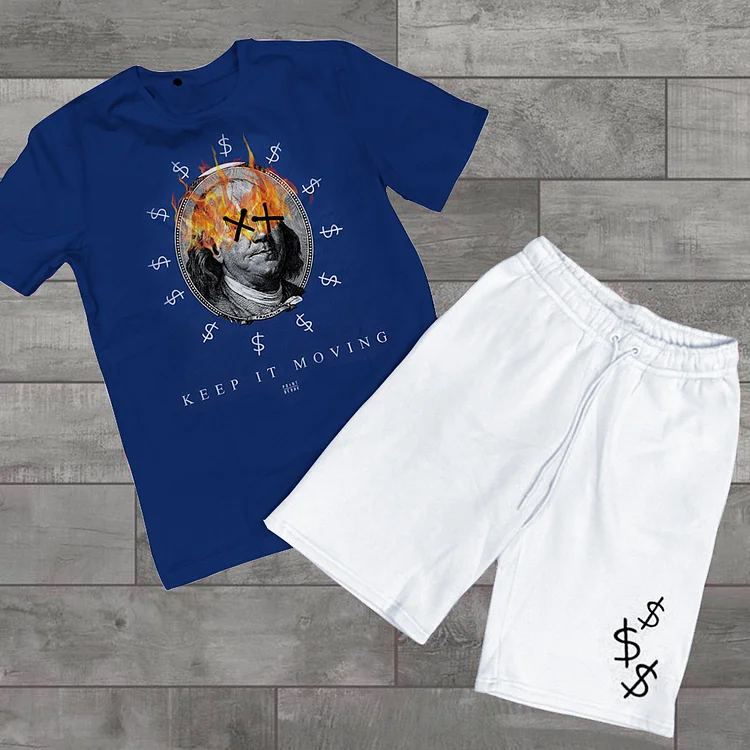 Slogan Graphic Short Sleeve Two Piece Set