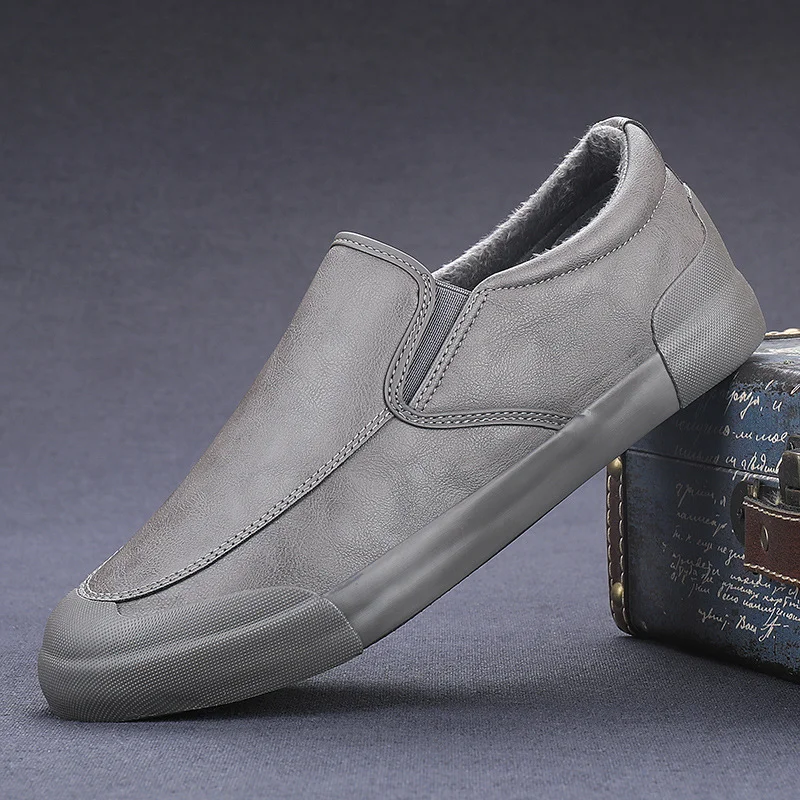 Yyvonne Walk Men's Shoes Cotton Shoes Men's Casual Leather Shoes Korean Trend Low-Top Shoes Autumn And Winter Shoes 9101 9153