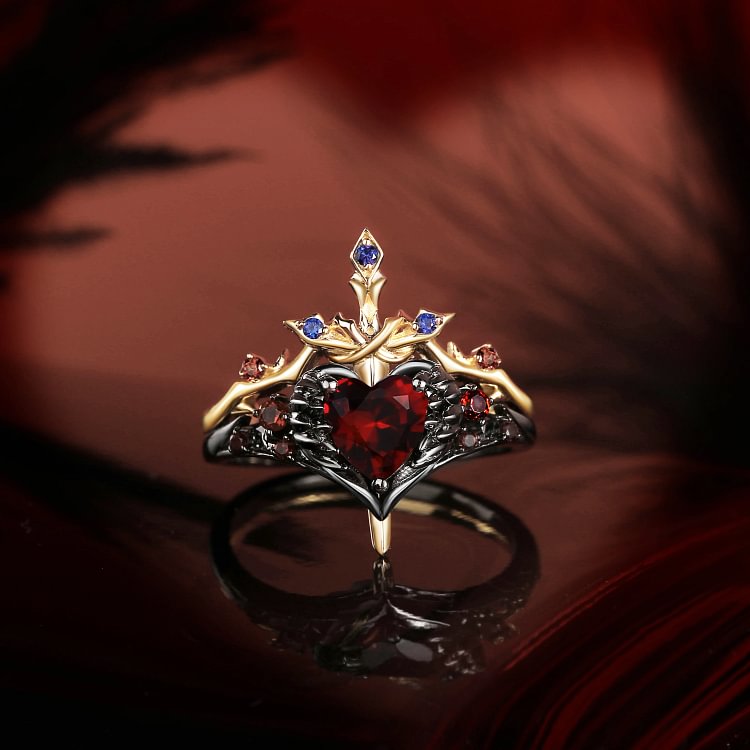 Pierced Heart Crown Ring