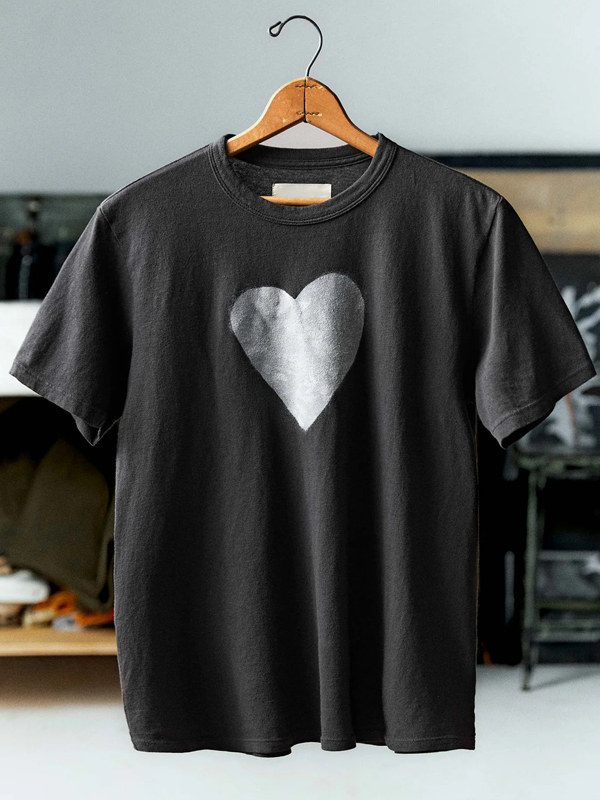 Heart-shaped Hand-painted 100% Cotton Women's Short-sleeved  tjj Shicloths