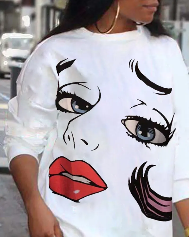 Girls Print Short Sleeve Loose Mini T-shirt Dress