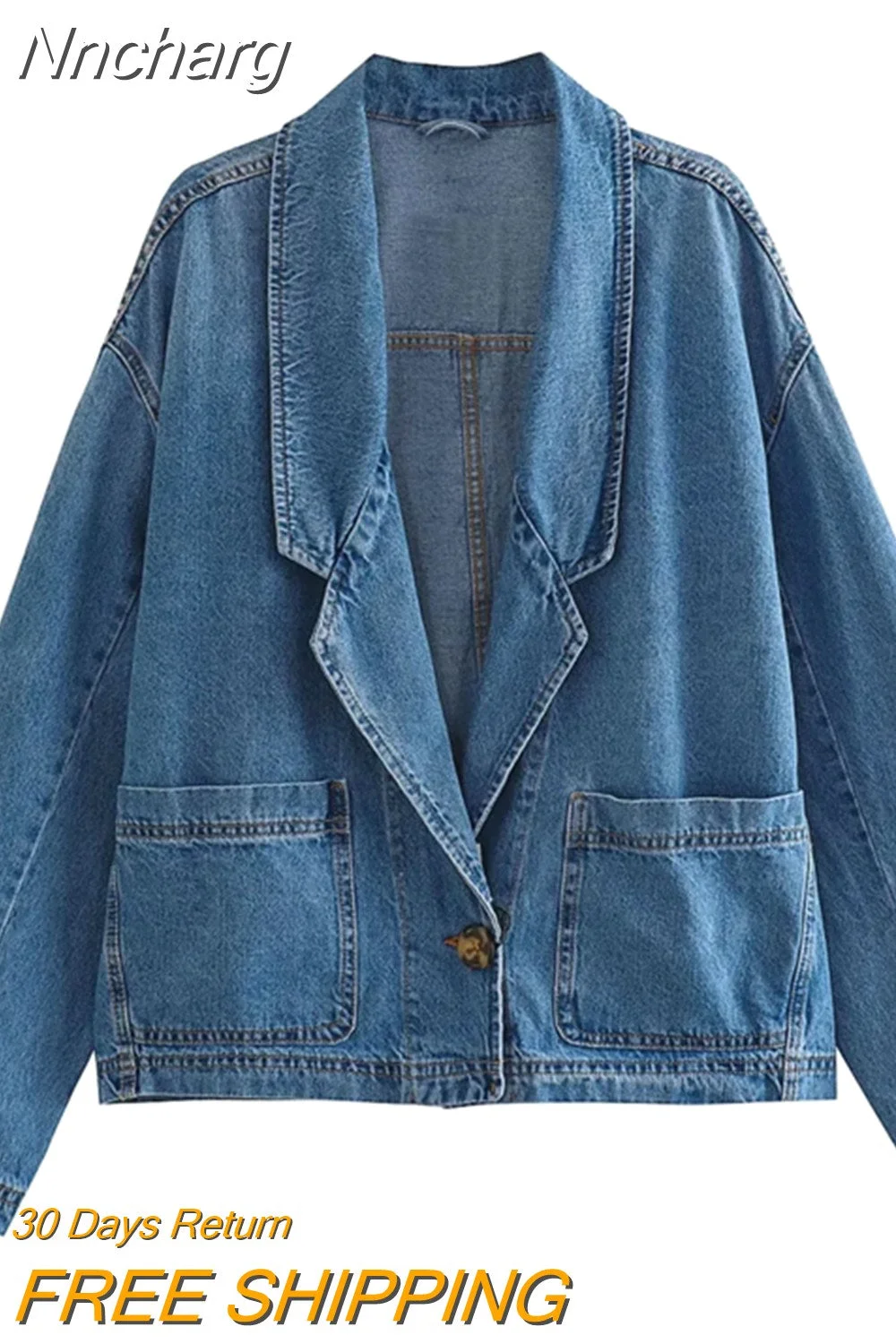 Nncharge Denim Jackets Women 2023 New Spring Autumn Retro Outwear Long Sleeve Casual Jean Coat Female Oversized Loose Coats Jacket