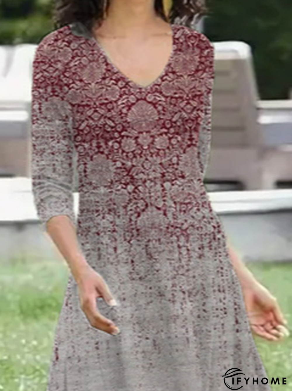 Casual V Neck Ethnic Dress | IFYHOME