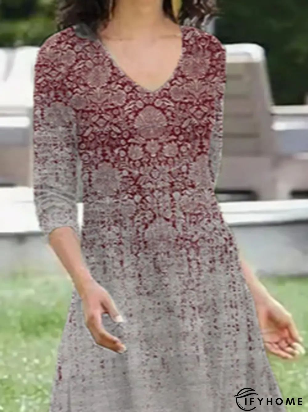 Casual V Neck Ethnic Dress | IFYHOME