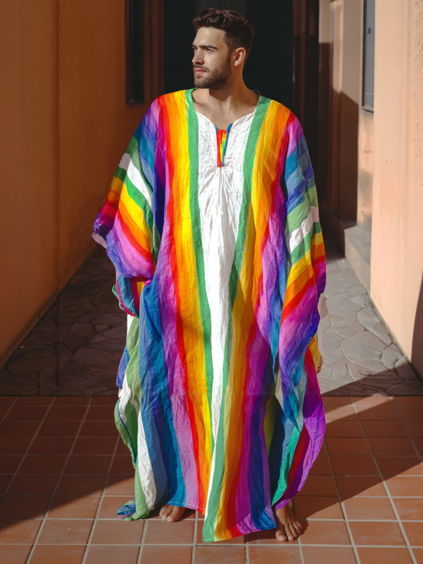 Men's Festival Carnival Rainbow Stripe Robe