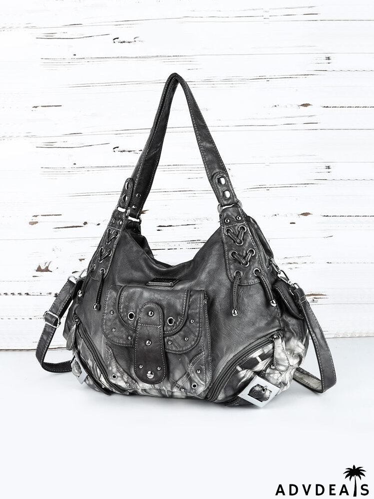 Eyelet Decor Ombre Strappy Tote Bag