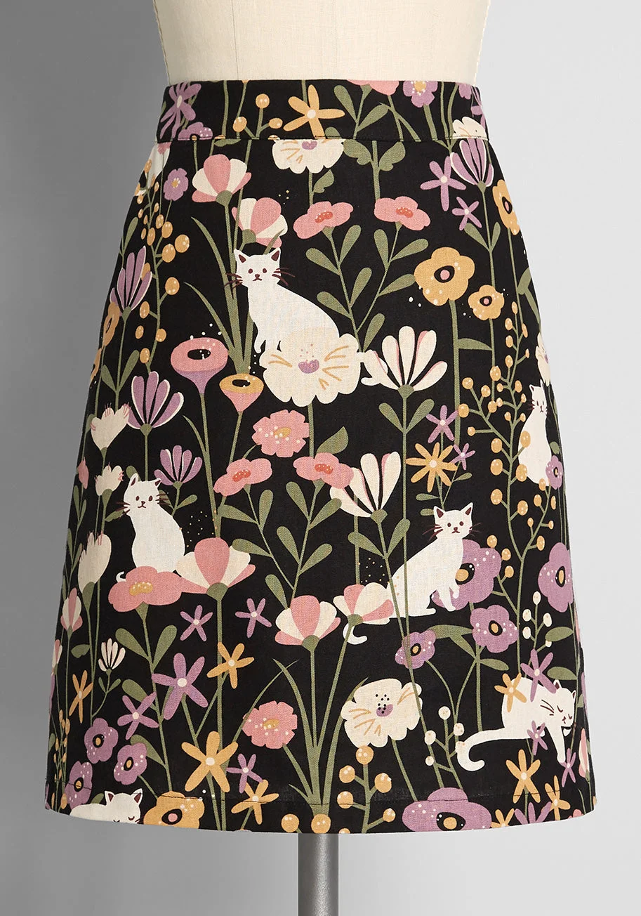 ModCloth x Princess Highway Kittens After Dark Mini Skirt