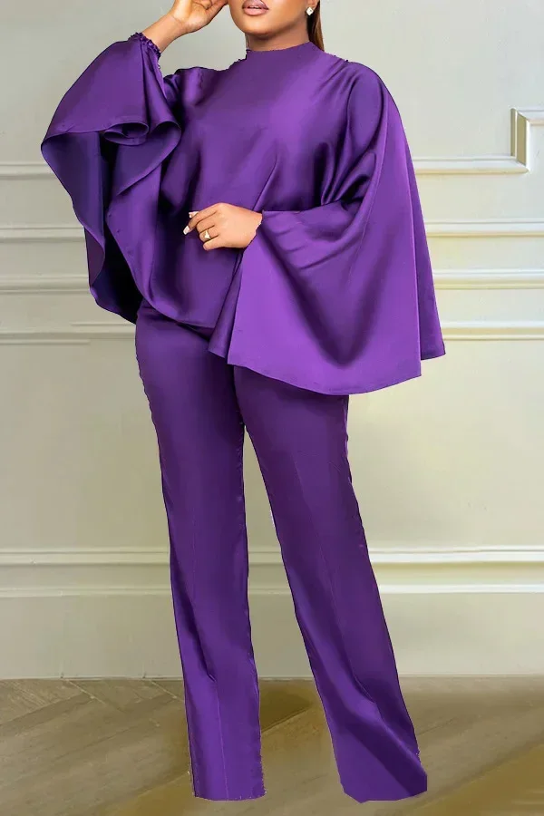 Repotas fall outfits two piece 2025 Spring Autumn Elegant Africa Long Cloak Sleeve O-neck Polyester 2 Piece Top Long Pant Matching Sets Dashiki Africa Clothing