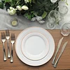 10 Pack | 10" Très Chic Rose Gold Rim White Plastic Dinner Plates, Disposable Party Plates