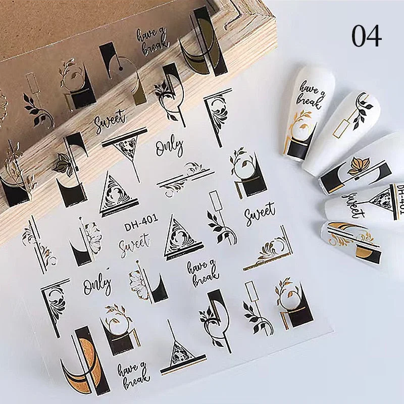 1PC Spring Palm Flowers Leaves 3D Nail Stickers Self-Adhesive Slider Nail Art Decorations Geometry Decals Manicure Accessories-Nail Inspo