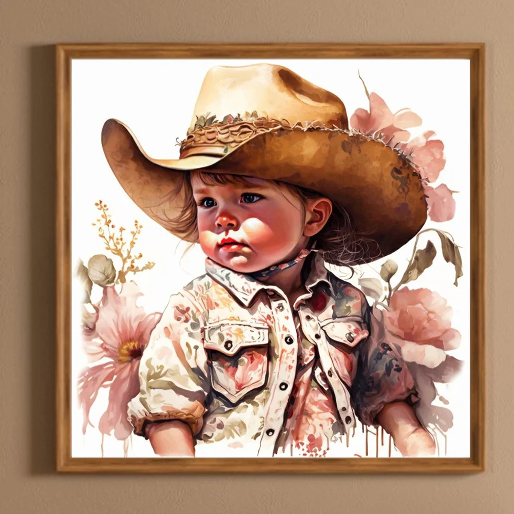 Diamond Painting - Full Round Drill - Western Cowboy Kid(Canvas|30*30cm)
