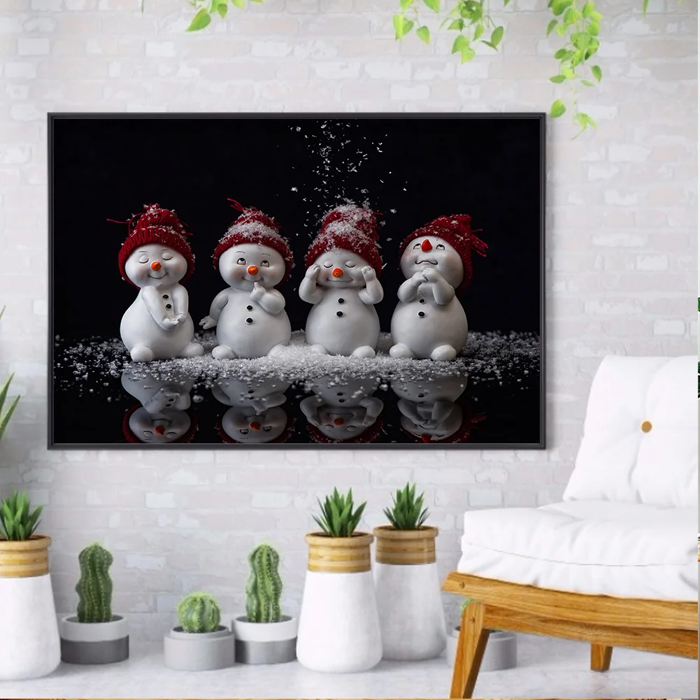Diamond Painting - Full Round Drill - Lovely Snowman(50*40cm)