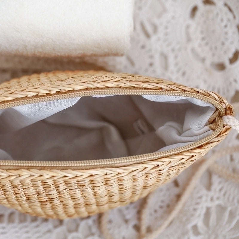 Simple Hand-woven Bag Fashion Summer Vacation Straw Bag Beach Women’s Bag 20*14*cm