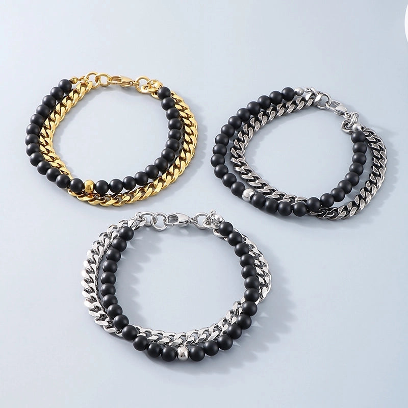 Minimalist Round 304 Stainless Steel Beaded Chain Cuban Link Chain Curb Chain Bracelets In Bulk