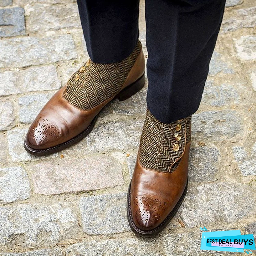 Handmade Elegant Carved Chelsea Button Boots