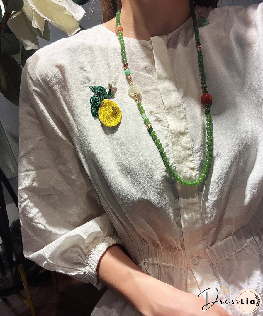 Vintage Green Sterling Silver Overgild Agate Jade Ping Buckle Pendant Necklace