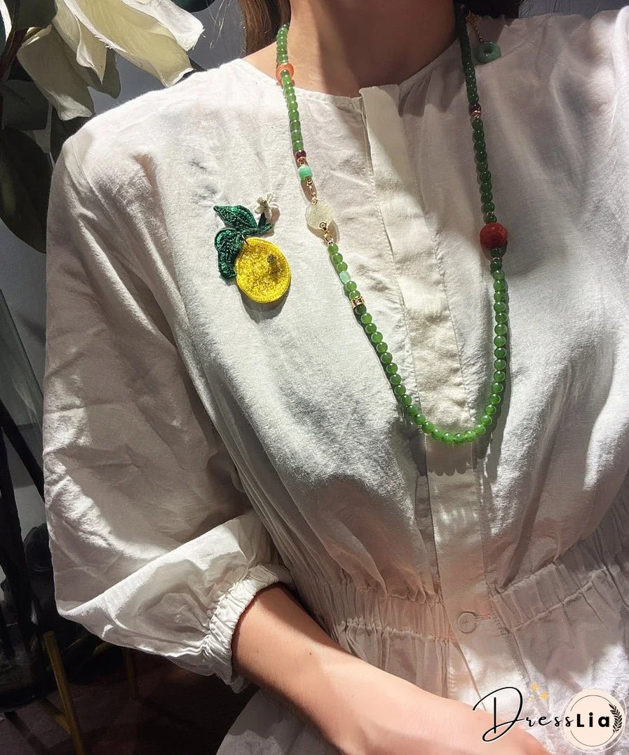 Vintage Green Sterling Silver Overgild Agate Jade Ping Buckle Pendant Necklace