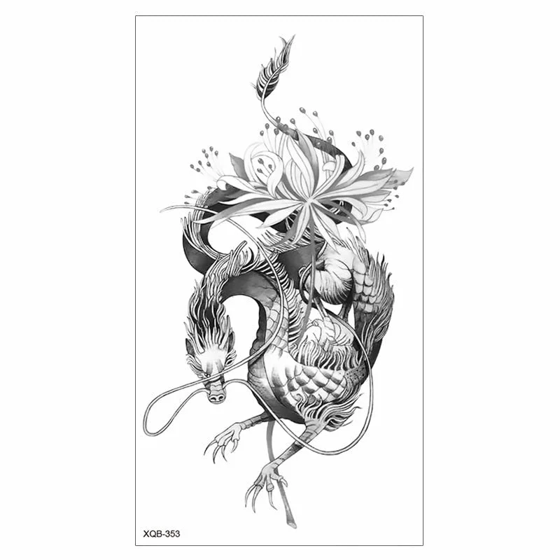 Waterproof Tattoo Sticker Temporary Tattoo Black Rose Tattoo Leg Chest Arm Tattoo Man Woman Tattoo Skin Tattoo Art Tatouage TaTy 712