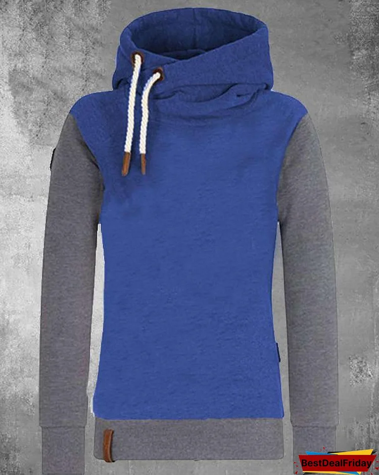 Color Contrast Cotton-blend Hoodie Sweatshirt