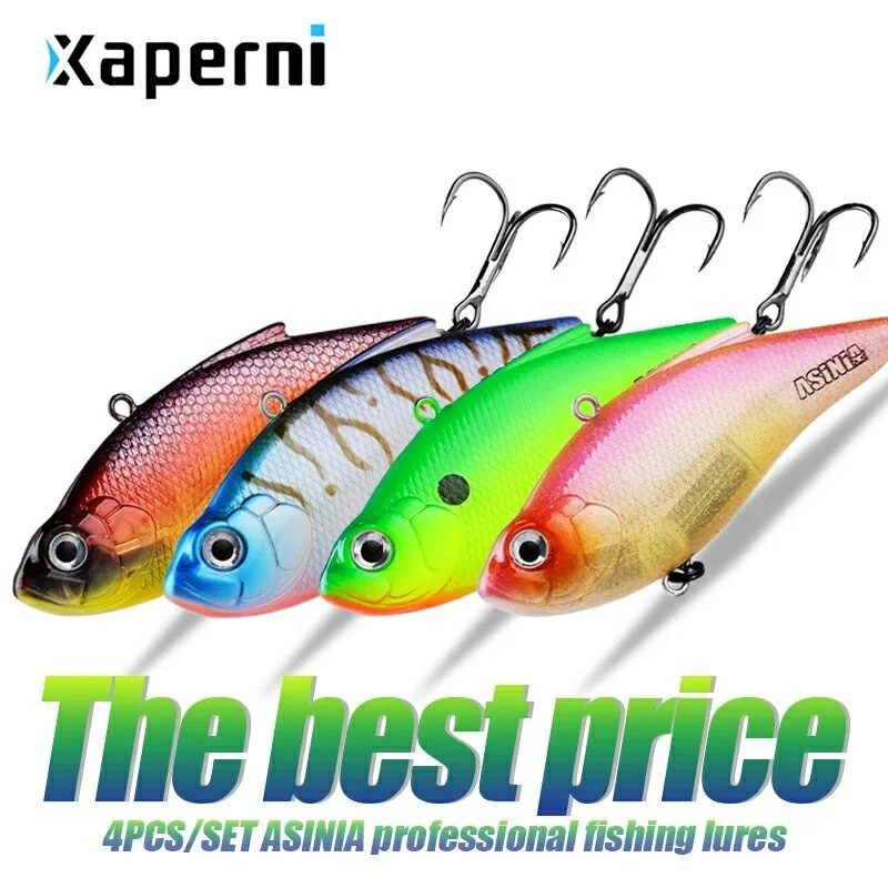 ASINIA Best price 4pcs each set assorted colors 75mm 15g Top professional Wobblers fishing tackle fishing lures vibration bait