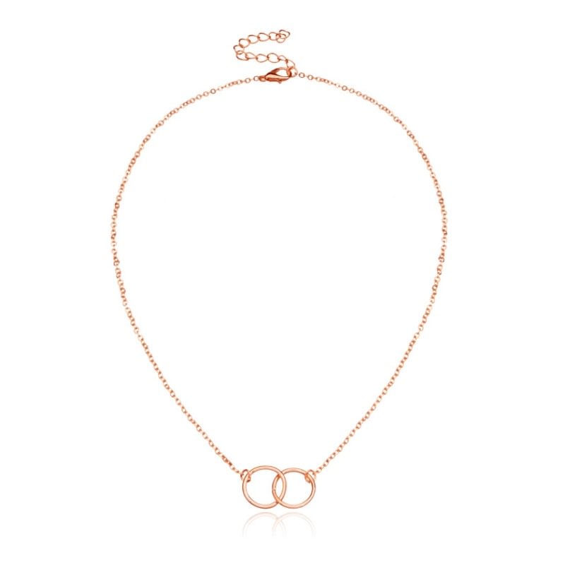 UsmallLifes King  Women&#39;s alloy Circle Pendant collarbone chain fashion Double Circle Necklace US Mall Lifes