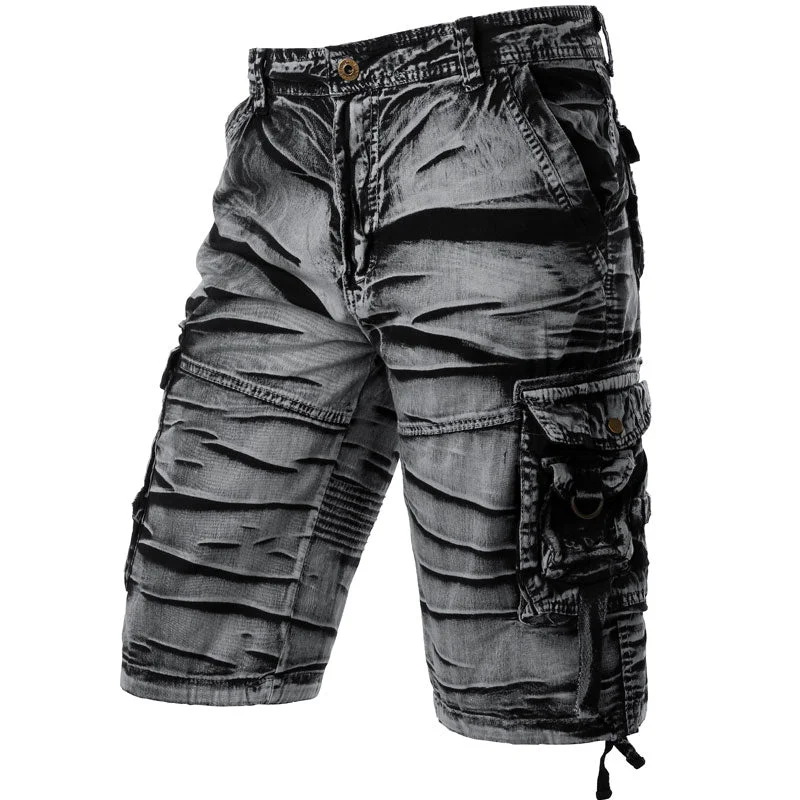 Inongge Gray Camo Cargo Shorts Men Cotton Mens Short Pants Comfortable Bermuda Masculina Relaxed Fit Multi-Pocket Pantalon Corto Hombre