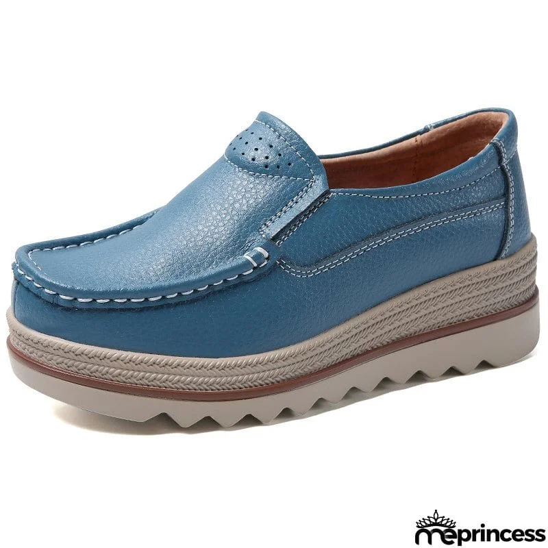 Korean Style Breathable Leather Non-Slip Elegance Women Loafers