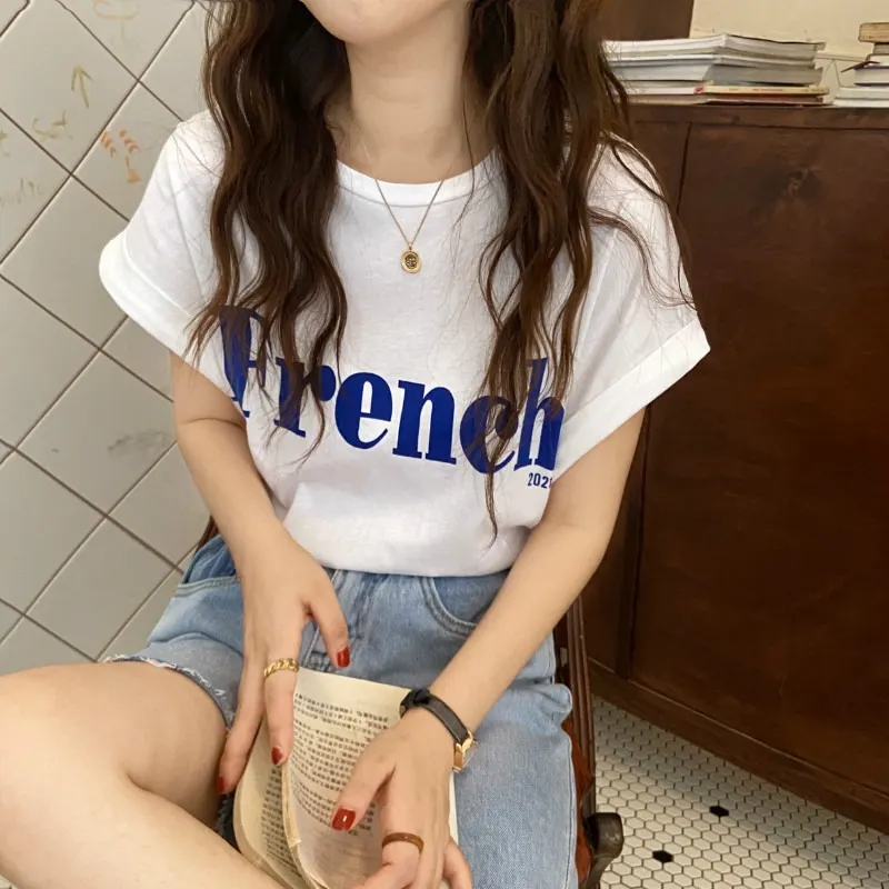 Brownm Brownm Short-Sleeved T-Shirt Female Summer 2024 New Net Red Design Sense Small Loose Chic Jacket Ins Tide