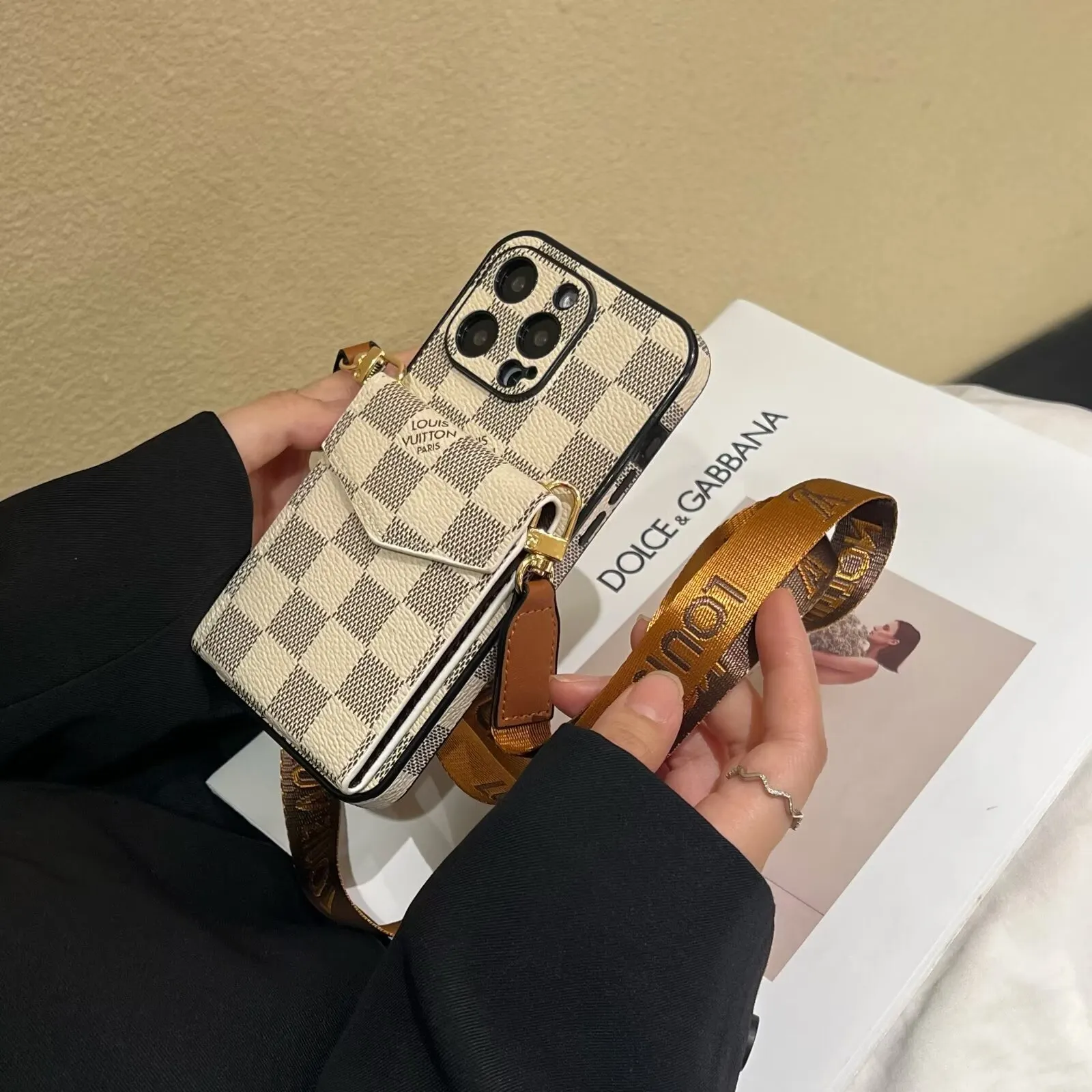 Elegant LV crossbody monogram canvas wallet Gucci Ophidia GG Apple iPhone case