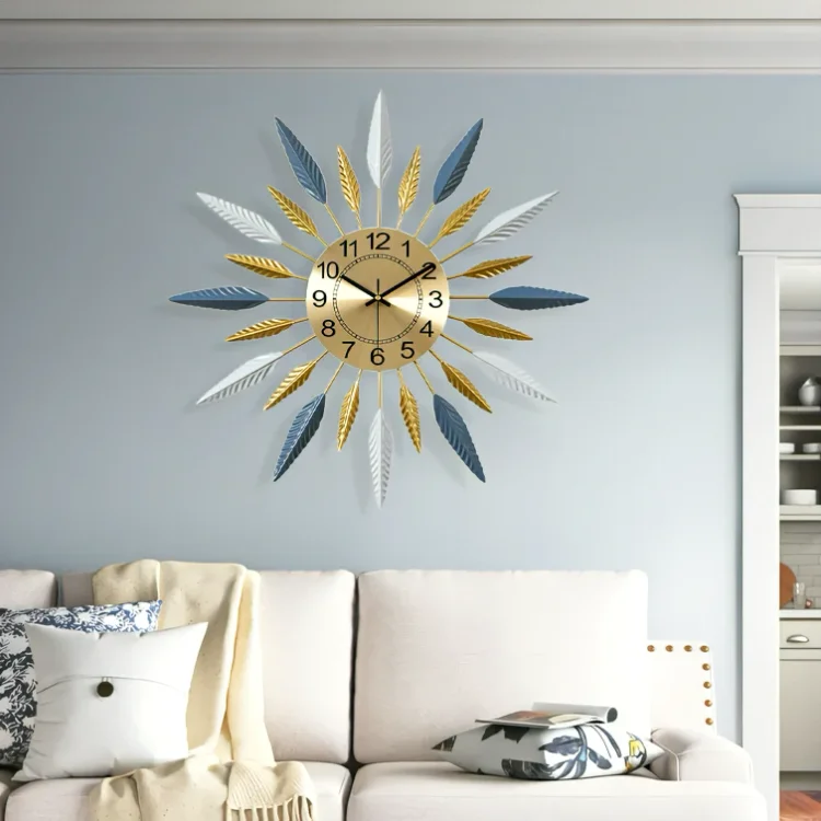 Homemys Modern Simple 3D Metal Flower Shaped Home Wall Clock