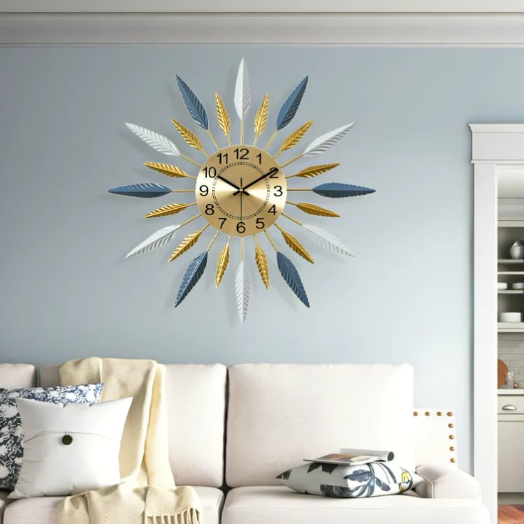 Homemys Modern Simple 3D Metal Flower Shaped Home Wall Clock