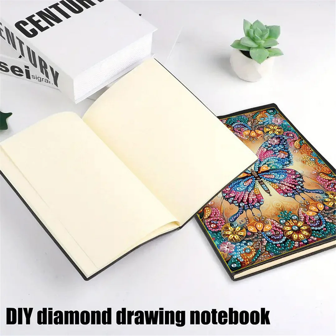 2pcs Animals Partial DIY 50 Pages A5 Diamond Painting Notebook for Study Home