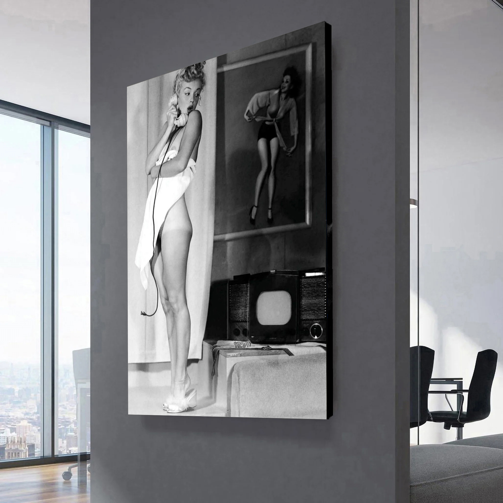 Marilyn Monroe Naked photographs by Earl Moran Canvas Wall Art 