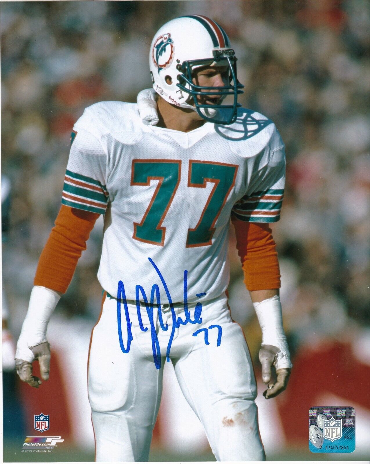 A.J. DUHE MIAMI DOLPHINS ACTION SIGNED 8x10