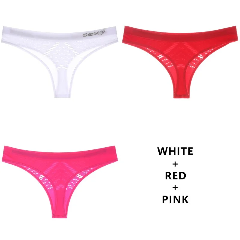 Meet'r 3Pcs/Lot Hollow Out Lingerie Europe Seamless Sexy Panties Women Temptation Underwear Mid-waist G String Drop Shipping