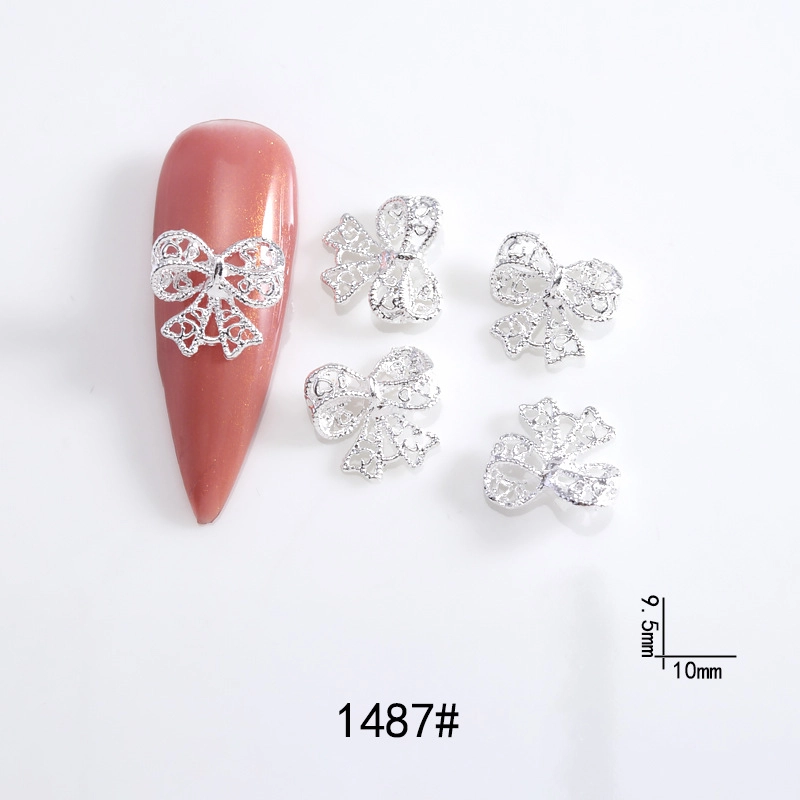 Lz Japanese Internet Celebrant Hot Manicure Diamond Bow Three-dimensional Metal Gold And Silver Super Flash Nail Jewelry Bow Tie
