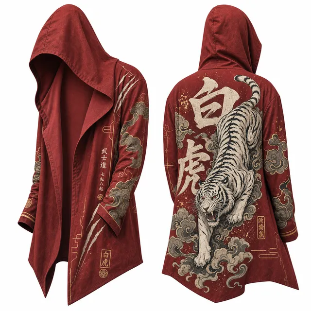 Techwear Japanese Oni Mask Hooded Cloak Jacket