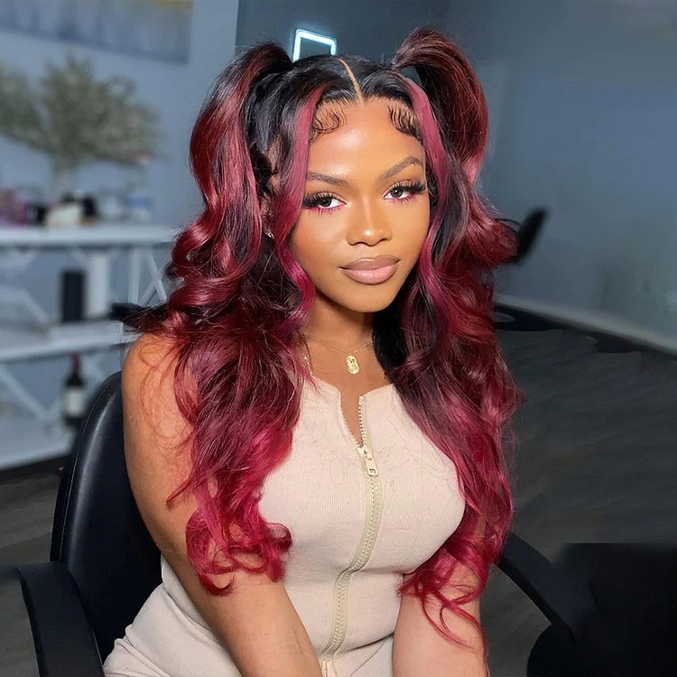 Red Highlight Super Loose Wave Lace Front Wig [CW1044]