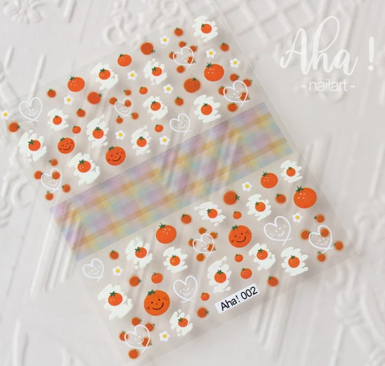 Nail Glue Stickers Ins Stars Moon Cartoon Rabbit Panda Flower Nail Decoration Decals Nail Sticker Animal Nail Art Decorations-Nail Inspo